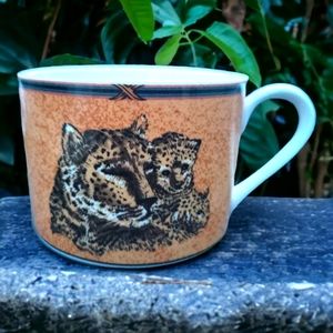 1 Vtg Victoria Beale WILD KINGDOM Cup Mug #9047 Translucent Porcelain Leopard